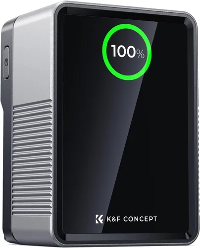 K&F CONCEPT Batería de montaje en V de 99 Wh con carga rápida PD100W 14.8V/6700mAh Mini batería de montaje en V con D-Tap, DC, USB-C dual, USB-A,