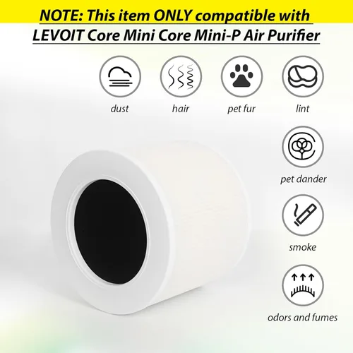 Miniatura 2 de Filtro de repuesto Core Mini-P para purificador de aire LEVOIT Core Mini, carbón activado de alta eficiencia, HEPA 3 en 1, parte Core Mini-RF, 2