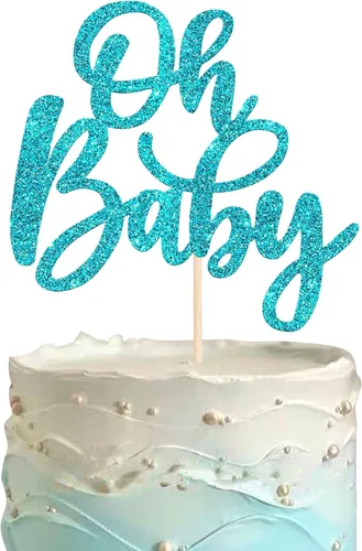 Miniatura 16 de 24 piezas Oh Baby Cupcake Toppers Glitter Baby Shower Cupcake Picks Reveal Género Decoración de Pasteles para Baby Shower Niños Niñas Fiesta de Azul