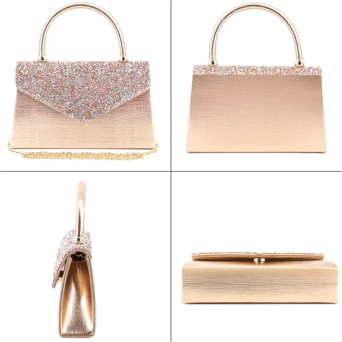 Miniatura 4 de Naimo Bolso de mano de noche de cristal brillante, bolso cruzado con asa superior, bolso de hombro para boda, fiesta, novia
