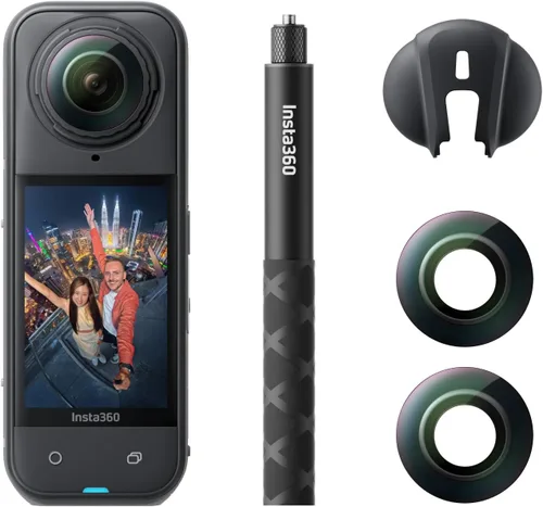 Miniatura 14 de Insta360 X5 Paquete Esencial - Cámara de acción 8K 360° impermeable, líder en poca luz, efecto de palo de selfie invisible, lente resistente
