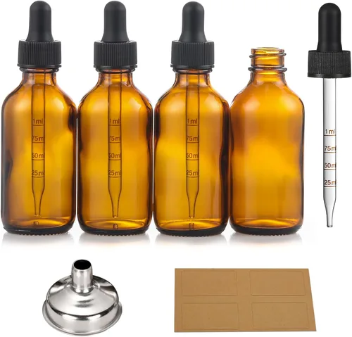 Miniatura 10 de AOZITA Paquete de 4 botellas cuentagotas de 1 oz, Ámbar
