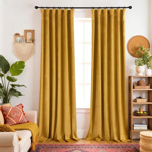 Miniatura 22 de Cortinas de terciopelo con trabilla trasera de 52 x 63 pulgadas de color naranja quemado de KOUFALL