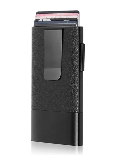 Miniatura 15 de Fidelo Cartera minimalista para hombre – Soporte delgado para tarjetas de crédito con clip para dinero, bolsillo frontal con bloqueo RFID, Cuero sin