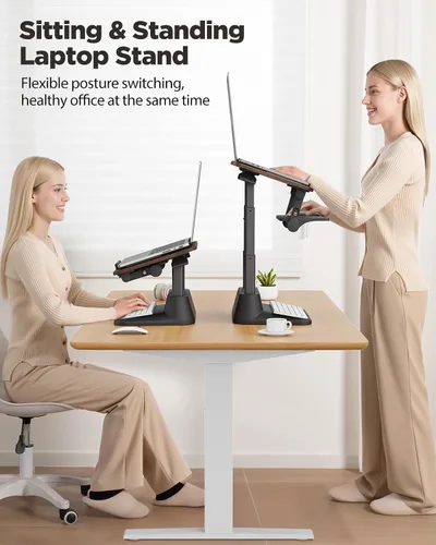 Miniatura 2 de SAIJI Soporte para computadora portátil para escritorio, elevador estable para laptop con alfombrilla de mouse plegable, soporte de computadora