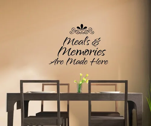 Wall Decor Plus More WDPM3766 Meals and Memories Made Here - Calcomanías de pared para cocina, 23 x 16 pulgadas, color negro