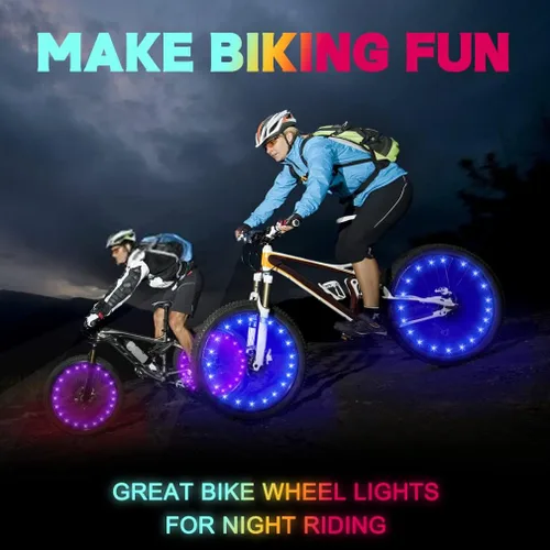 Miniatura 3 de TINANA Paquete de 2 luces LED para rueda de bicicleta, luces ultrabrillantes impermeables para radios de bicicleta, decoración de ciclismo