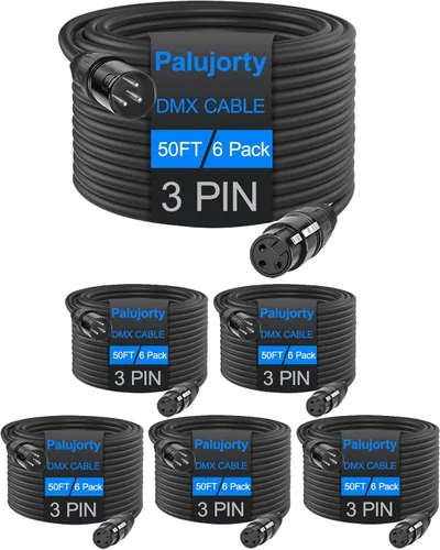Miniatura 11 de Paquete de 10 cables DMX de 3 pines de 3.2 pies para luz de escenario y controlador