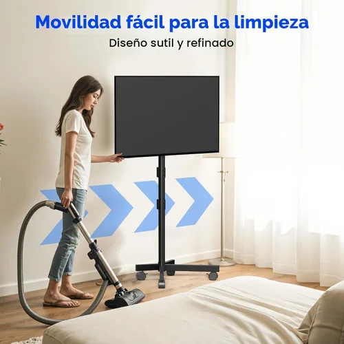 Miniatura 6 de Soporte de TV móvil para televisores de pantalla plana LCD LED OLED de 23 a 60 pulgadas de hasta 88 libras, inclinación y altura ajustable, ruedas
