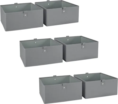 Miniatura 15 de RiverRidge Juego de 6 contenedores de almacenamiento plegables para niños - Cajas de tela de 10.5"A x 5"Al con asas para organizador de armario y 6