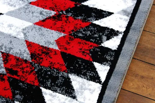 Miniatura 4 de Masada Rugs, Stephanie Collection - Alfombra de área del suroeste de nativos americanos, diseño desgastado 1106 rojo, gris, blanco y negro