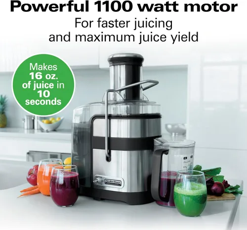 Miniatura 6 de Hamilton Beach Professional Máquina exprimidora, extractor centrífugo, con súper canal de 3.5 pulgadas para frutas y verduras enteras, herramienta