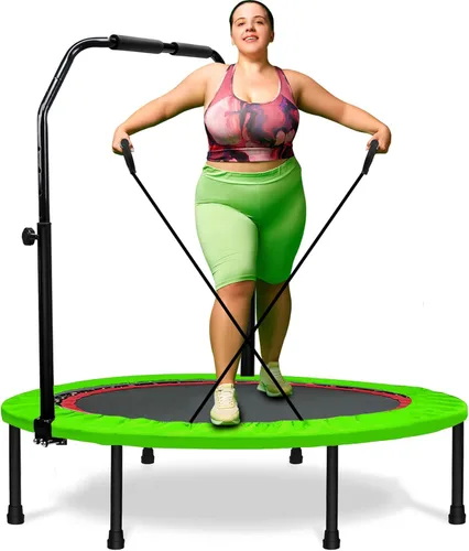 Miniatura 9 de Mini trampolín plegable para adultos y niños de 40 pulgadas con barra de espuma ajustable para entrenamiento en interiores Rojo