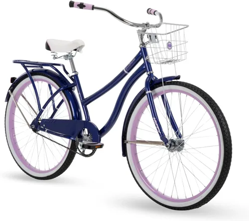 Huffy Cruiser Bike, Fairmont or Woodhaven Model, 20/24/26 Inch Sizes, Perfect for Casual Rides, Ergonomic Design, Rear Rack and Basket on Woodhaven