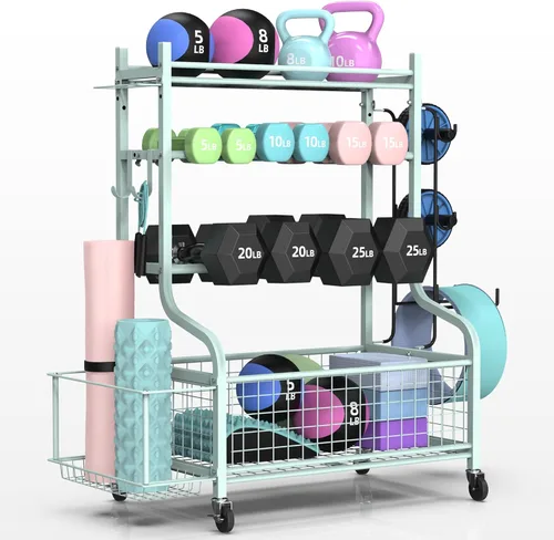 Estante para Mancuernas PLKOW, Estante de Peso para Mancuernas, Almacenamiento para Gimnasio en Casa para Mancuernas, Pesas Rusas, Esterilla de Yoga