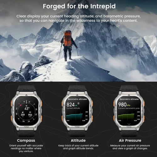 Miniatura 4 de KOSPET Tank M3 Ultra Reloj inteligente con GPS, 5 ATM resistente al agua, brújula, altitud, presión de aire, batería extra grande de 480 mAh