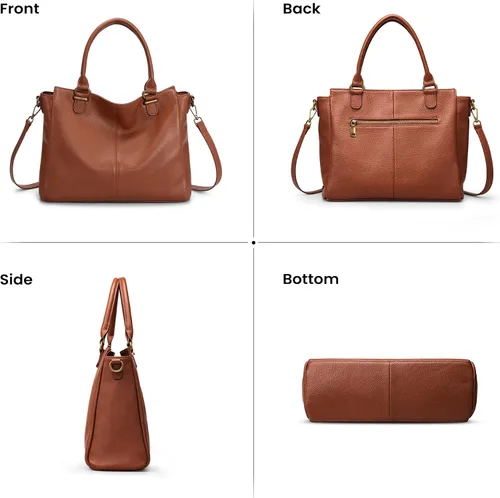 Miniatura 7 de befen Carteras de cuero genuino suave para mujeres, bolso tote pequeño, carteras, bolsos cruzados con asas superiores, cartera bandolera tipo satchel