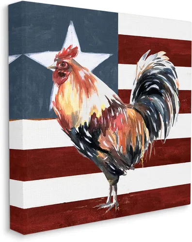 Miniatura 2 de Stupell Industries Bandera Americana Rooster de Estados Unidos, diseño de White Ladder