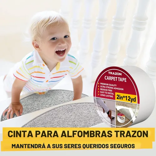 Miniatura 7 de Trazon - Cinta adhesiva de doble cara para alfombras, suelo de madera dura y alfombras de área, cinta adhesiva fuerte y extraíble, cinta adhesiva
