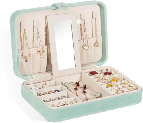 GUKA Estuche de joyería de viaje, organizador de viaje portátil de joyería, organizador de joyería de viaje de poliuretano para anillos, aretes,