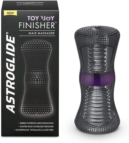 Astroglide Masturbador y Stroker masculino, Toy 'n Joy Finisher para hombres, juguete sexual masculino de doble entrada, impermeable y amigable con