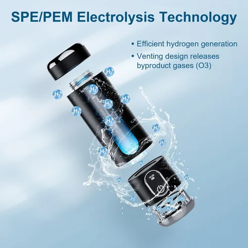 Miniatura 4 de Generador portátil de botellas de agua de hidrógeno, hasta 6000 PPB H2, infusión de hidrógeno molecular, tecnología SPE/PEM, máquina de agua