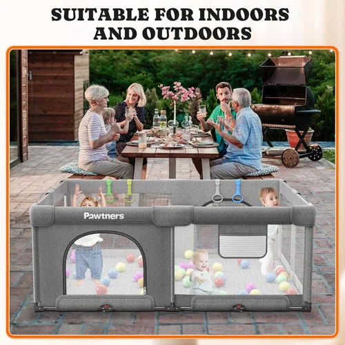 Miniatura 6 de Corralito plegable para bebés: 71 pulgadas de largo x 59 pulgadas de ancho x 27 pulgadas de alto, patio de juegos grande para niños con tapete