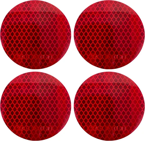 Miniatura 5 de All Star Truck Parts 3" Pulgadas Redondas DOT-SAE Ámbar/Rojo Reflector Prismático Adhesivo de Alta Visibilidad y Alta Reflectividad Impermeable