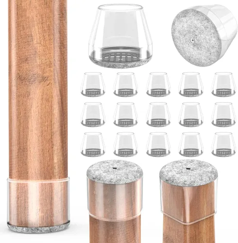 Miniatura 18 de Protectores cuadrados para patas de silla para pisos de madera dura, 24 piezas de tapas de silicona para patas de muebles para prevenir rayones
