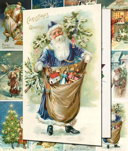 Miniatura 14 de PIXILUV Tarjetas de Navidad con Nieve Navideñas 12 Tarjetas Grandes ~ Navidad Blanca con Familia ~ Tarjetas Postales Navideñas Vintage Reimpresión