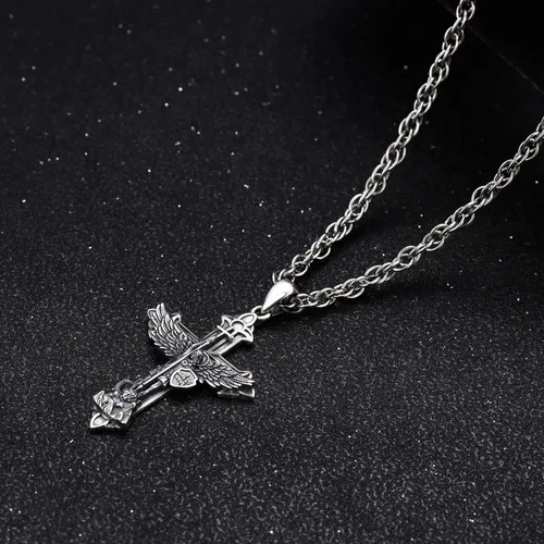 Miniatura 3 de Aniu Collar de plata de ley S925 de San MiguelSan CristópaloSan BenitoSan Jesús para hombres y mujeres, arcángel, RaguelUriel, colgante de amuleto