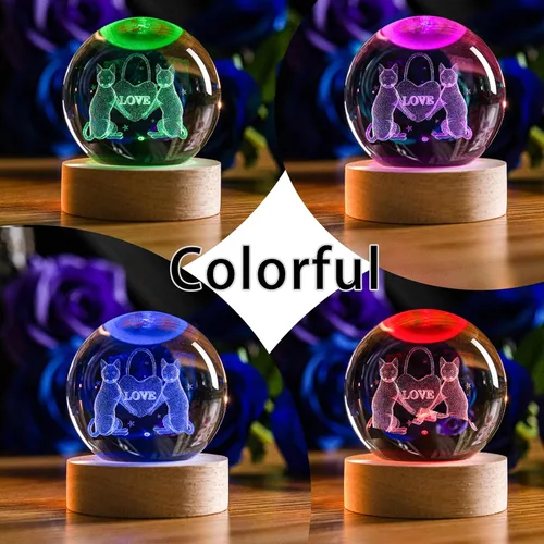 Miniatura 3 de Luz romántica de regalo de cristal para gatos, luz nocturna 3D para parejas, Love-Cat