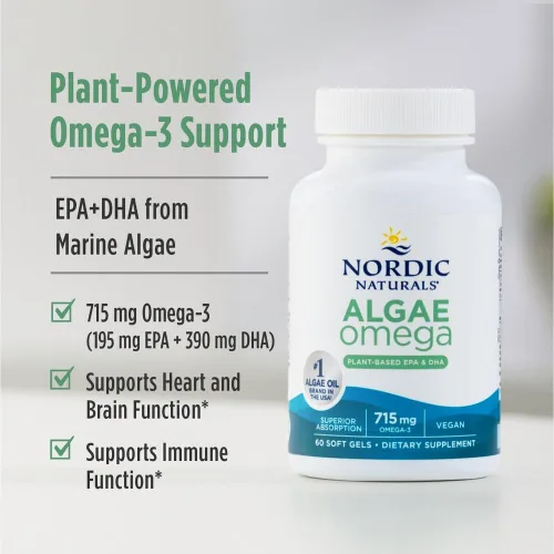 Miniatura 3 de Nordic Naturals Algas Omega – 90 geles blandos – 715 mg Omega-3 – Aceite de algas vegano certificado – EPA y DHA a base de plantas – Salud