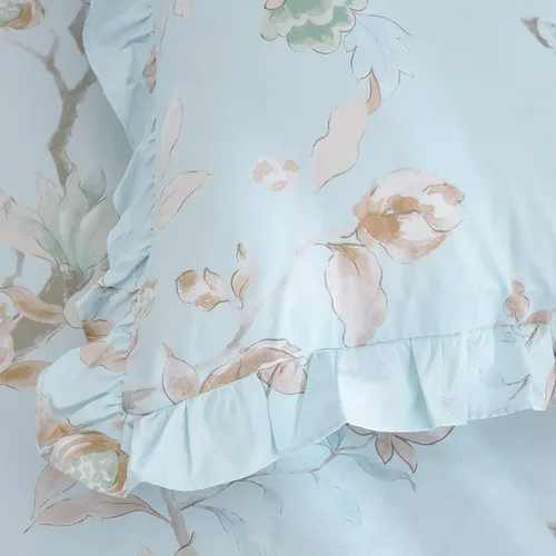 Miniatura 5 de FADFAY Juego de ropa de cama floral estilo campestre francés con estampado de pájaros azules, colección de faldas de cama, 800 hilos por pulgada