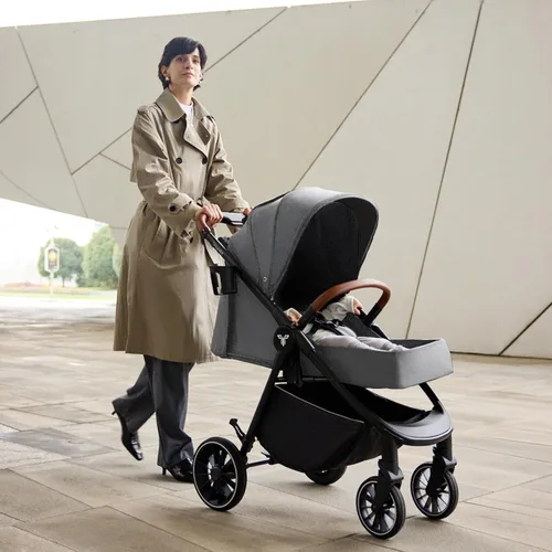 Miniatura 8 de Tinyiota Cochecito para bebés, cochecitos para niños pequeños con toldo grande UPF 50+, cochecito de bebé de lujo con mango de cuero y asiento Gris