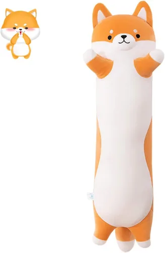 Miniatura 7 de Almohada larga de peluche con panda rojo, juguete suave de 28 pulgadas para abrazar, lindo cojín para dormir, naranja Shibainu