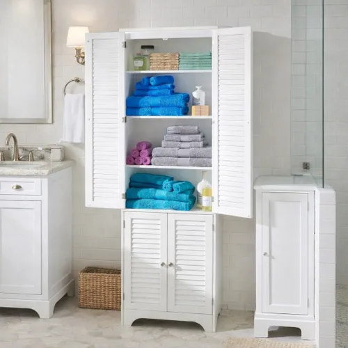 Miniatura 3 de BrylaneHome Mueble corto Louvre con cubículo - Blanco