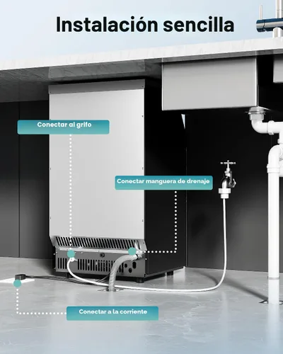Miniatura 7 de EUHOMY Máquina Comercial de Hielo, Máquina de Hielo de Acero Inoxidable de 100 lbs/24H Bajo Mostrador con Capacidad de Almacenamiento de Hielo de 33