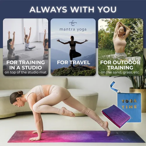 Miniatura 3 de Mantra Yoga Travel PRO 1.5mm con almohadilla para las rodillas - Esterilla plegable para fitness y ejercicio con bolsa Ligera, compacta