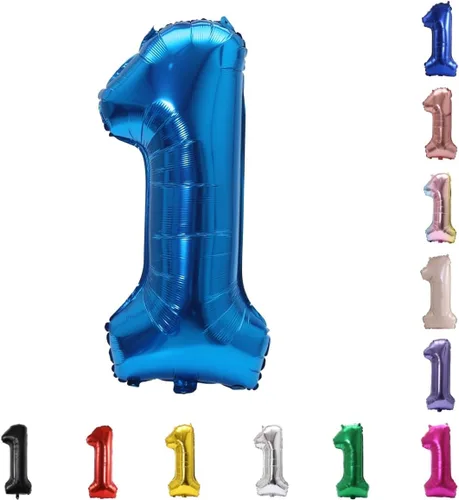 Miniatura 45 de YPSelected Globo grande de 32 pulgadas de helio con números 0-9 de papel de aluminio azul para cumpleaños, bodas y fiestas (Azul, 3)