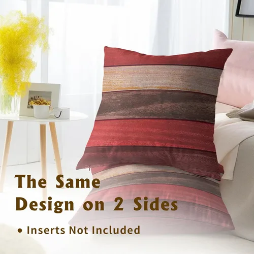 Miniatura 6 de Funda de almohada de madera de color rojo marrón de 18 x 18 pulgadas, fundas de almohada decorativas para el hogar, sofá y cama de 18 x 18 pulgadas