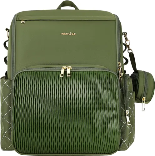 Miniatura 8 de Elegante bolsa de pañales para bebé, bolsa de bebé con cambiador, funda para chupete y correas para cochecito, mochila grande para pañales