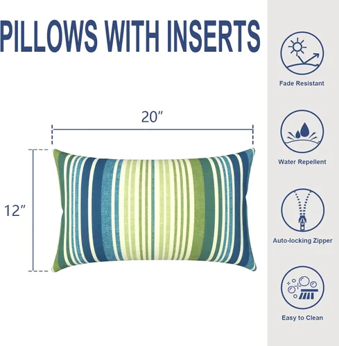 Miniatura 359 de Juego de 2 almohadas para exteriores de 16 x 16 pulgadas, repelentes al agua con interiores, para muebles de patio, hogar, jardín, geometría bohemia