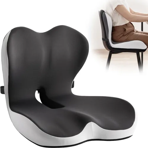 Cojín para silla de oficina para aliviar el coxis y el dolor de espalda baja, cojines de asiento para sillas de oficina con espuma cómoda y respaldo