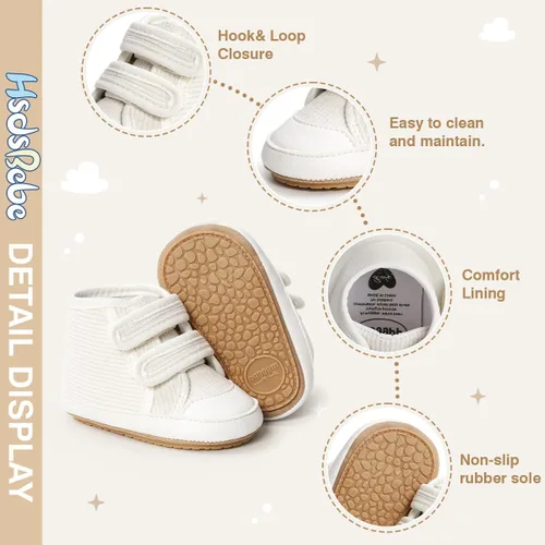 Miniatura 5 de HsdsBebe Zapatos deportivos de piel sintética para bebés, niños y niñas, con suela de goma, primeros pasos, zapatillas de cuna