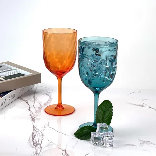 Miniatura 2 de Yalin Juego de 6 vasos apilables irrompibles de plástico acrílico para vino y agua de 12 onzas (multicolor, 15 onzas)