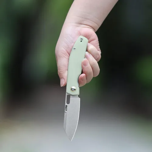 Miniatura 7 de CJRB - Cuchillo EDC de bolsillo, Ekko (J1929), pequeño cuchillo plegable AR-RPM9 hoja de acero y verde natural G10 al aire libre para hombres