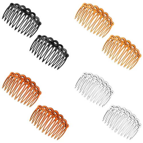 8 peines laterales franceses para mujer, accesorios de 4 colores, juego de peines decorativos de plástico giratorio, pinzas para múltiples peinados,