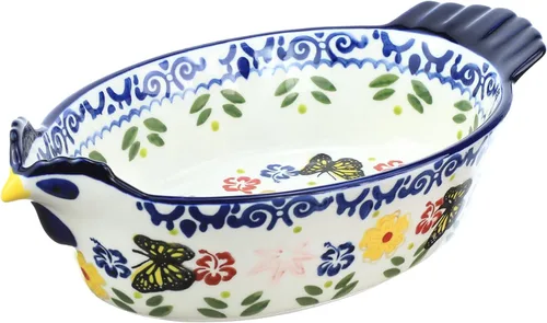 Molde para Pastel Vintage con Patrón de Mariposa y Flores, Utensilios de Cerámica para Hornear con Forma de Pollo, Cacerola, Molde para Hornear,