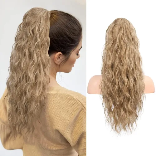 Miniatura 25 de FLUFYMOOZ Extensión de Cola de Caballo, Extensiones de Cabello de Cola de Caballo con Cordón de 26 Pulgadas para Mujeres, Postizo de Cabello